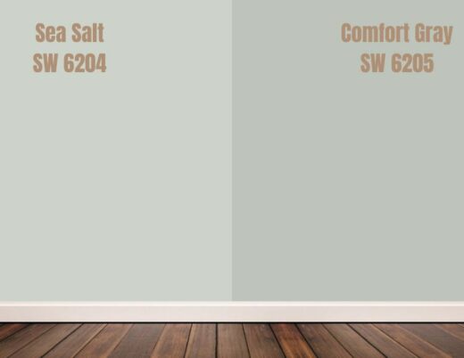 Sherwin Williams Sea Salt Vs Comfort Gray SW 6205 520x402 